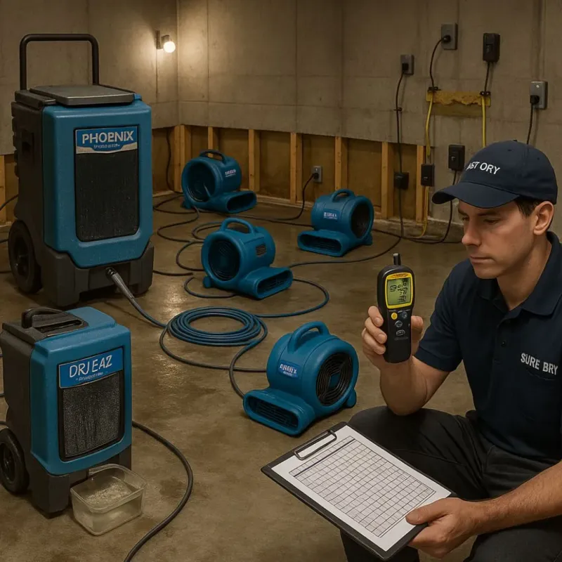Structural Drying and Dehumidification process in Okarche, OK
